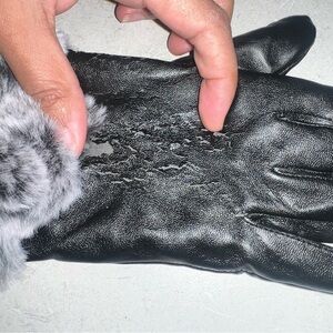 BCBGMaxAzria Black and Gray Faux Fur Trim